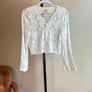 Dizzy White Lace Knit Blouse